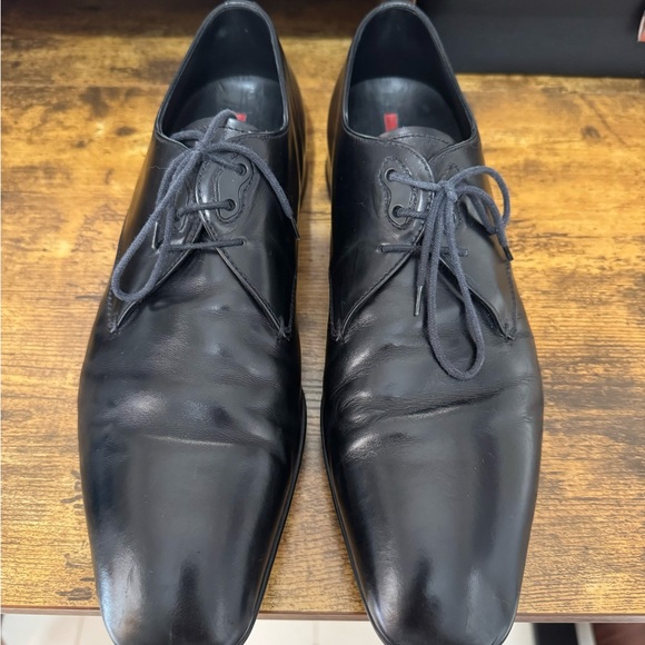 Black leather lace-up Prada Sport derby shoe - Picture 8 of 12